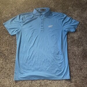 G/FORE Polo Shirt Mens 2XL Blue Stripe Makena Golf Performance Stretch Resort